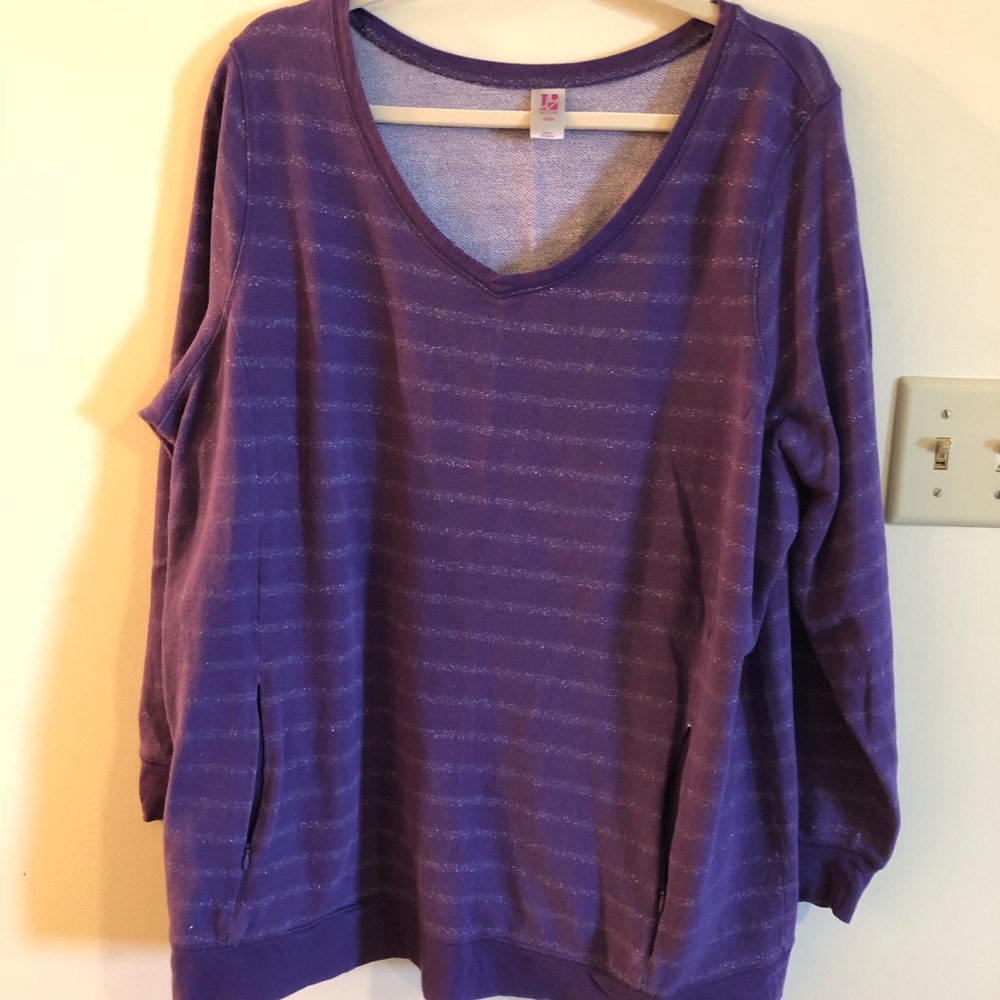 Lane Bryant purple & silver striped sweatshirt